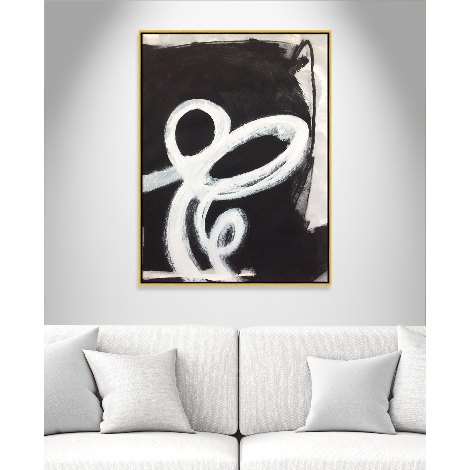 Bronte "Swirly Swirls II" Print, 41.5" H x 31.5" W x 2" D, Gold Floater Framed, No Mat