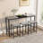 Modern Design Kitchen Dining Table, Pub Table, Long Dining Table Set With 3 Stools, Convenient Hanging Stool Design, Grey+Black-1553456054