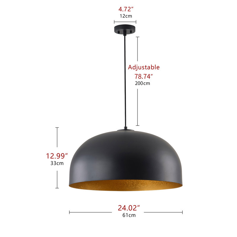 1-Dimmable black gold iron pendant light