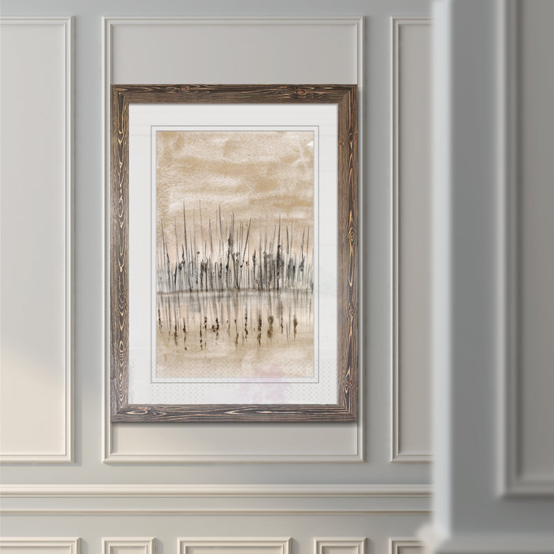« marshline reflection ii »-image, reproduction d’art, Papier avec encadré espresso, H 44 po x l 32 po x P 1,25 po, Blanc