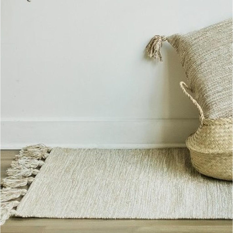 Tapis tissé en coton avec pampilles, moyen, Rectangulaire 3 pi x 5 pi