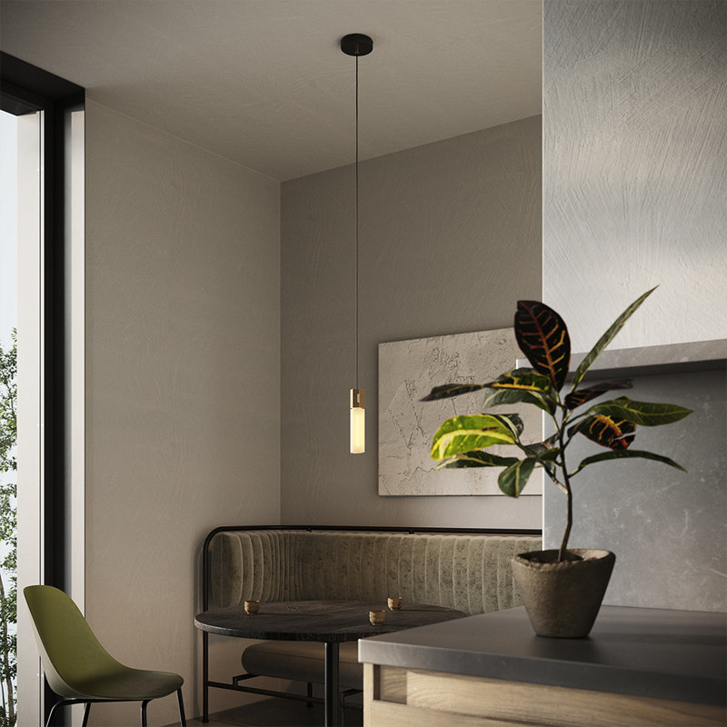 HexaLuxe Mini Brass & Frosted Glass LED Pendant Light