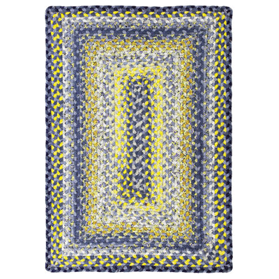 Tapis bleu / jaune en coton tressé Kennamer