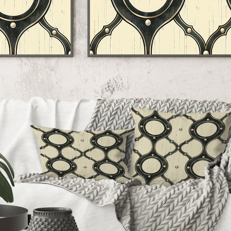 Coussin Beige Modern Trellis IX - Modern, H 16 po x l 16 po