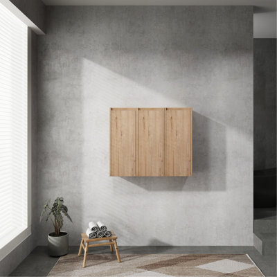 36" Bathroom Side Cabinet, 3-Soft Close Doors, Float Mounting Design, 12*3(KD-Packing)