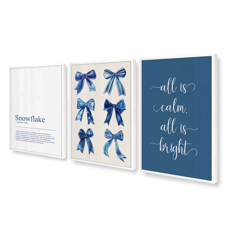 Ribbon Reverie, ensemble de 3 reproductions d'art, H 25,5 po x l 58,5 po, Blanc opaque