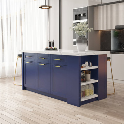 72" Modern Style Kitchen Islands With Multi-Storage