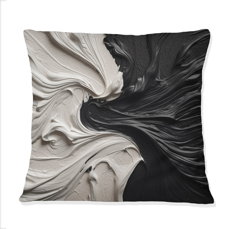 Coussin décoratif noir et blanc Marbré Dreamscape III - imprimé géométrique abstrait