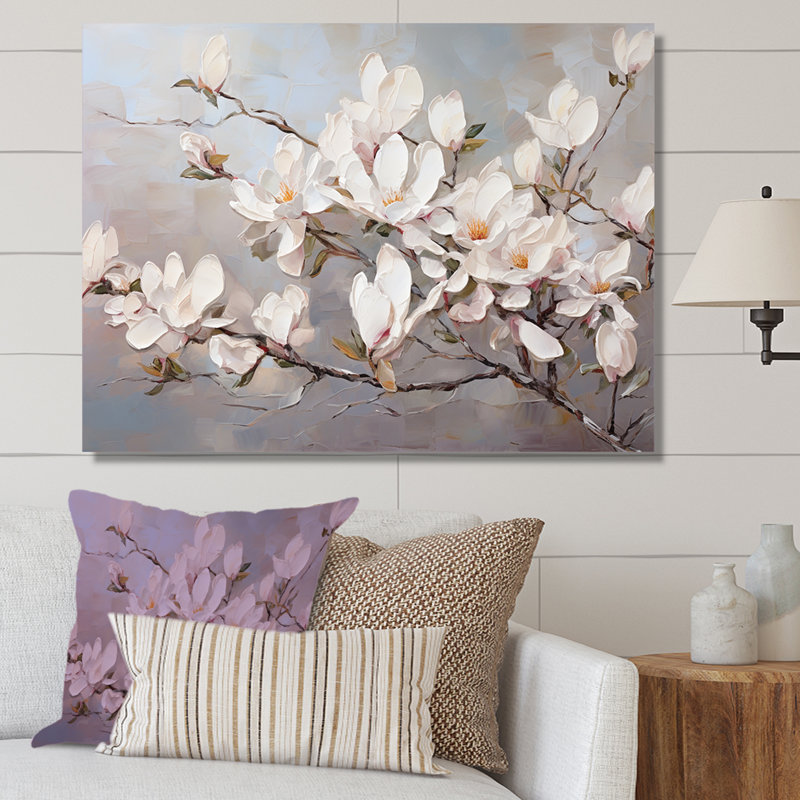 Magnolias roses I, H 34 po x l 44 po x P 1,5 po, Toile tendue