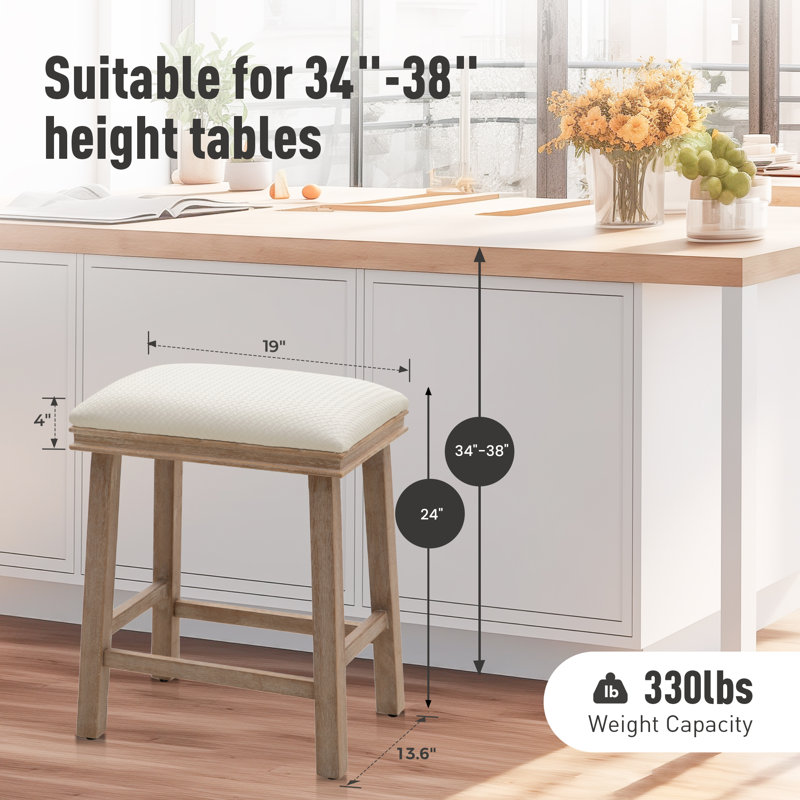 Tabouret de comptoir 24 po Jelissa, Blanc, Brun