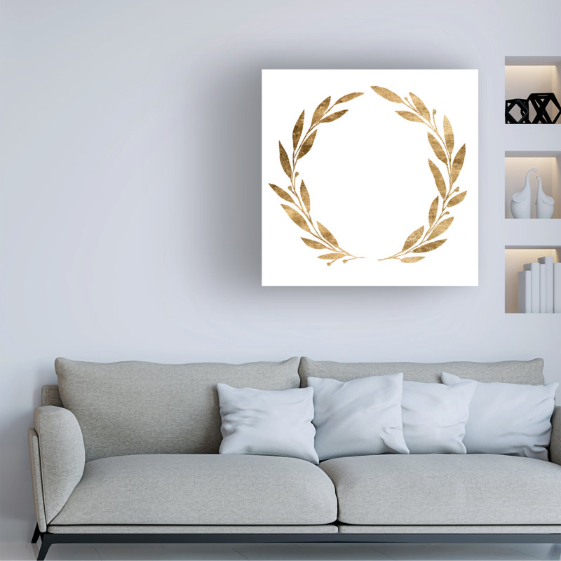 Annie Warren «Wreath In Gold III», art sur toile, H 14 po x l 14 po