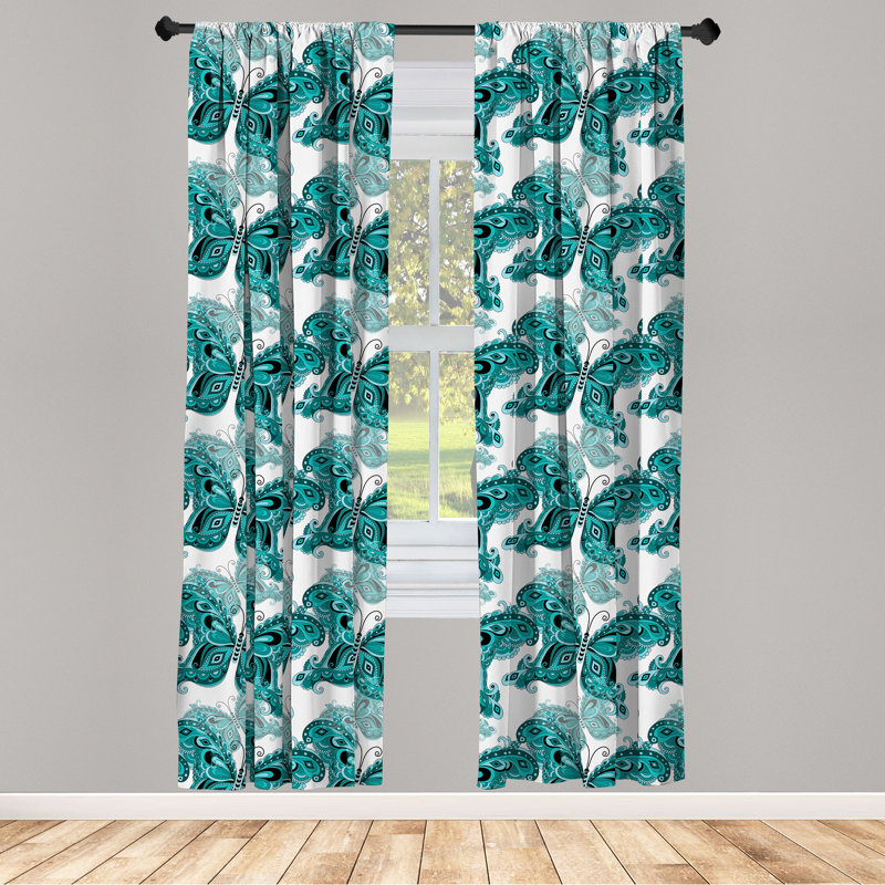 Butterfly Semi-Sheer Rod Pocket Sliding Panel, 28" x 63"