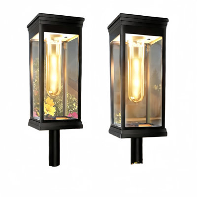 Paquet de 2 lumières de sentier solaires extérieures, éclairage de paysage lumineux à DEL automatique marche / arrêt, lumières de chemin imperméables en ABS pour le jardin de l'allée d'allée