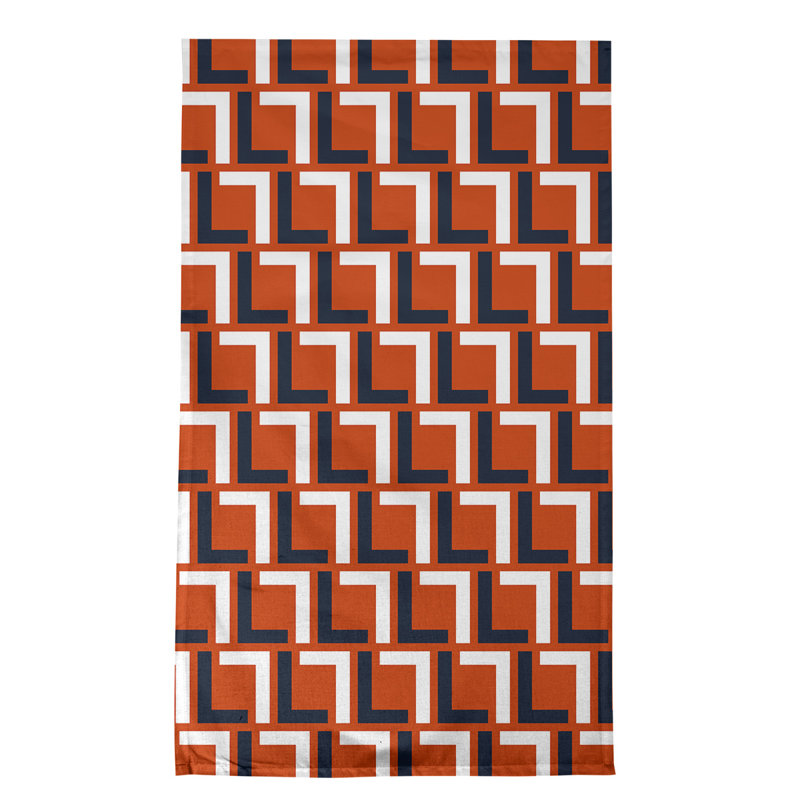 Tira Tea Towel Kitchen Towel, Cotton Blend, Dark Navy/White/Orange