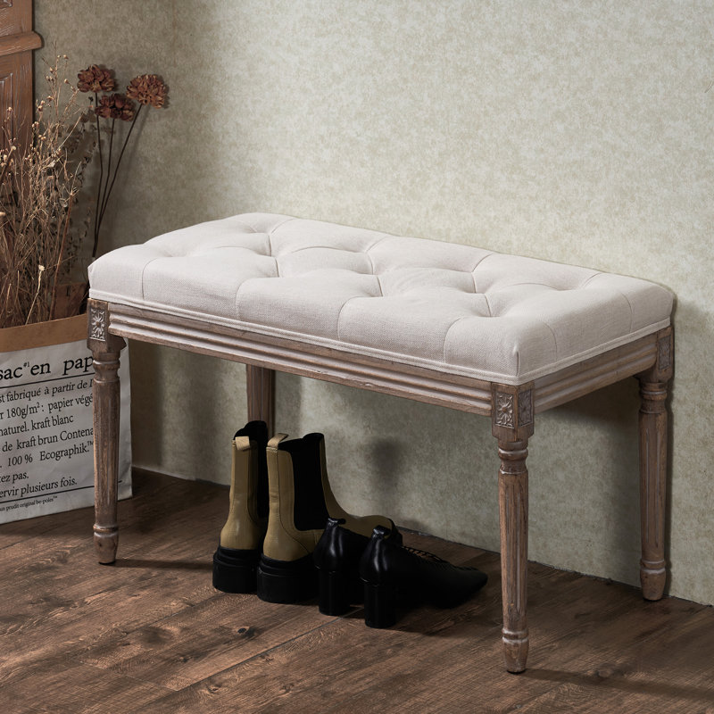 Besednice Linen Upholstered Bench, 18.50" H x 31.5" W x 15.7" D