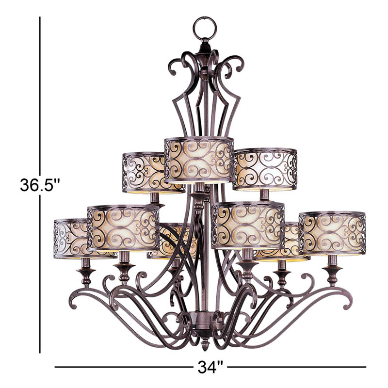 Lustre à niveaux ombrés 9 lumières Bellamira