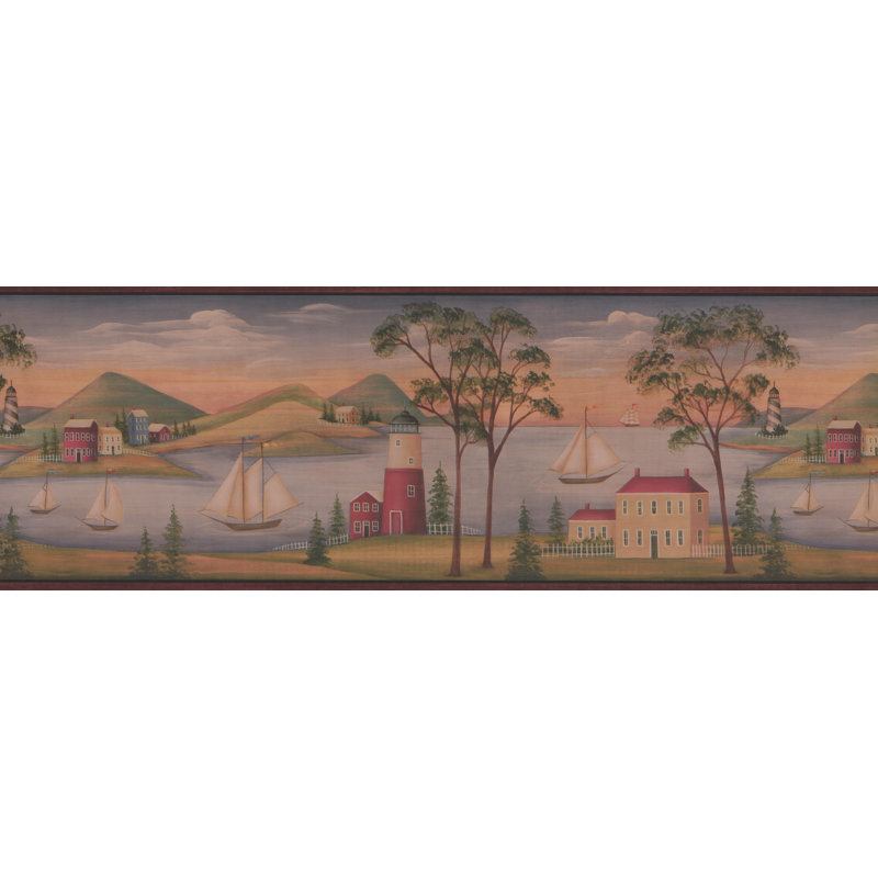 Bordure de papier peint à motif abstrait L 15 pi x l 8,25 po Gifford, H 8,25 po x L 180 po, Bleu pâle