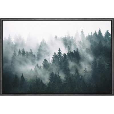 Green Misty And Fog Forest Nature Landscape Pictures Modern Framed Canvas Photograph Print Wall Art
