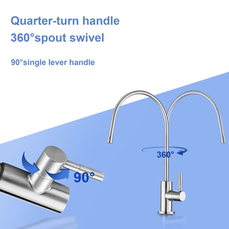 Brushed Nickel Drinking Water Faucet - Modern Design, Stainless Steel 304, , Rust-, Easy Installation With , Drip-, 6.3'' Spout Reach, 1.75 Gpm Flow Rate Tap Home Kitchen Faucet, Construction, Rust,