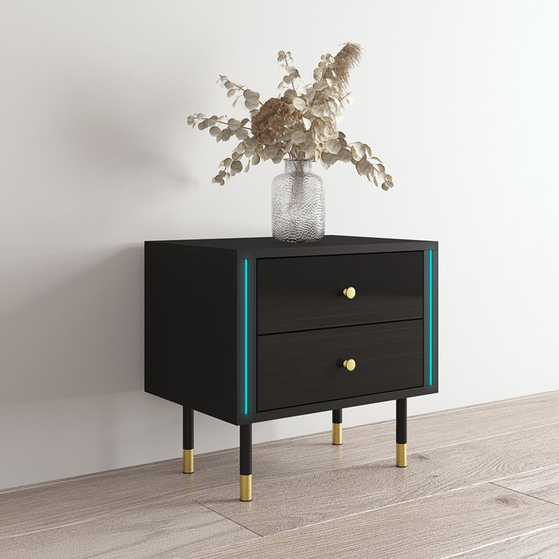 Table de chevet Cristal avec finition ultrabrillante, Noir