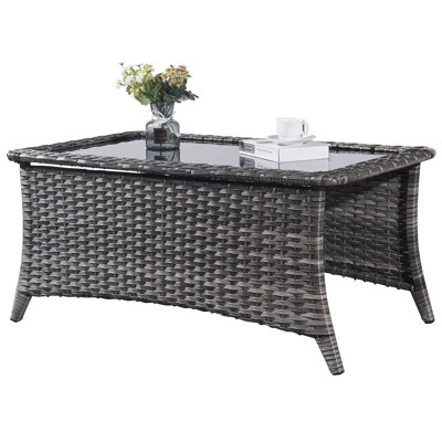 Rectangular Glass Outdoor Coffee Table , 45.7 " W 28 " D