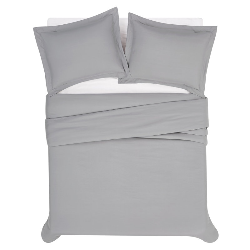 London Fog Garment Wash Solid Duvet Set, Full/Double, Gray