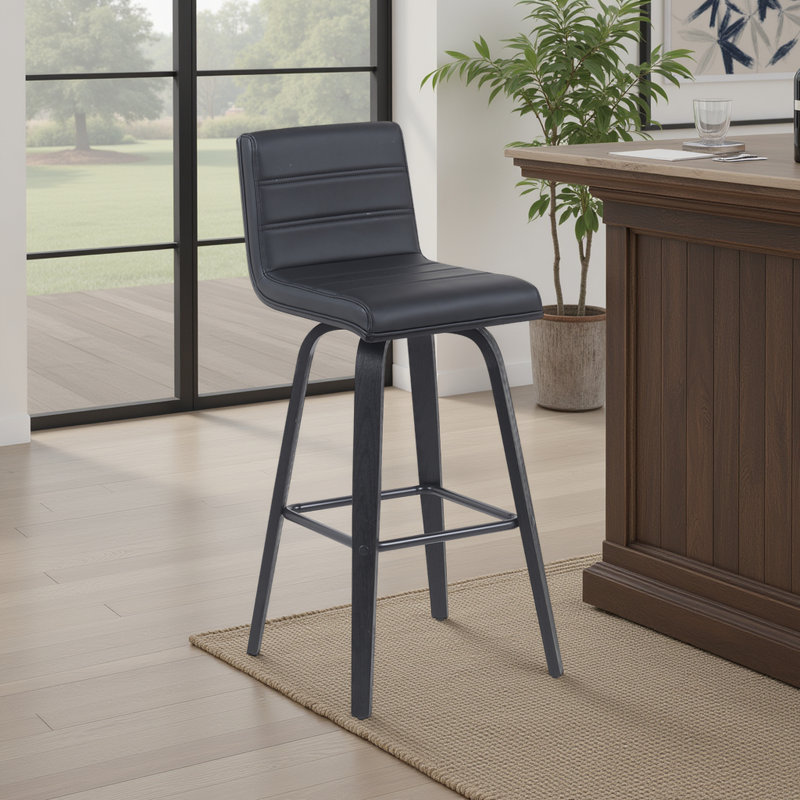 Swivel Upholstered Counter Stool, Black/Black
