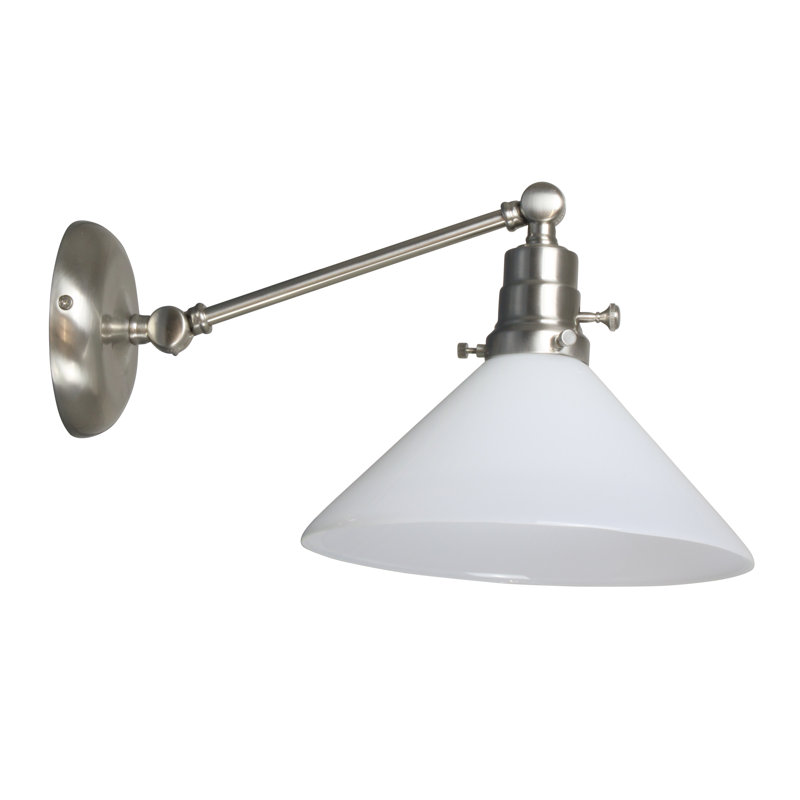 Plug-in Swing Arm Sconce, Antique Brass, White