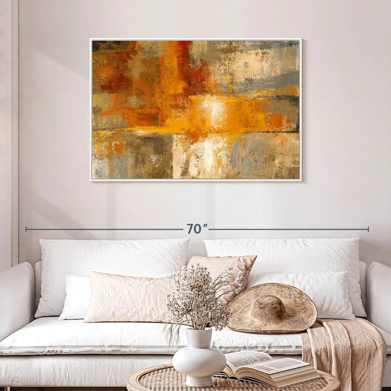 Argent et ambre, Cadre flottant blanc, 43 po x 29 po