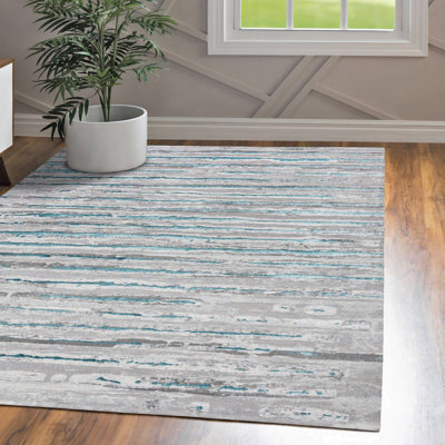 Batten Modern Stripe Gray/Turquoise Rug