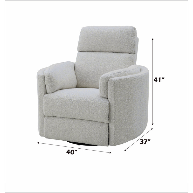 Sagen Beige Boucle Glider Recliner with Swivel