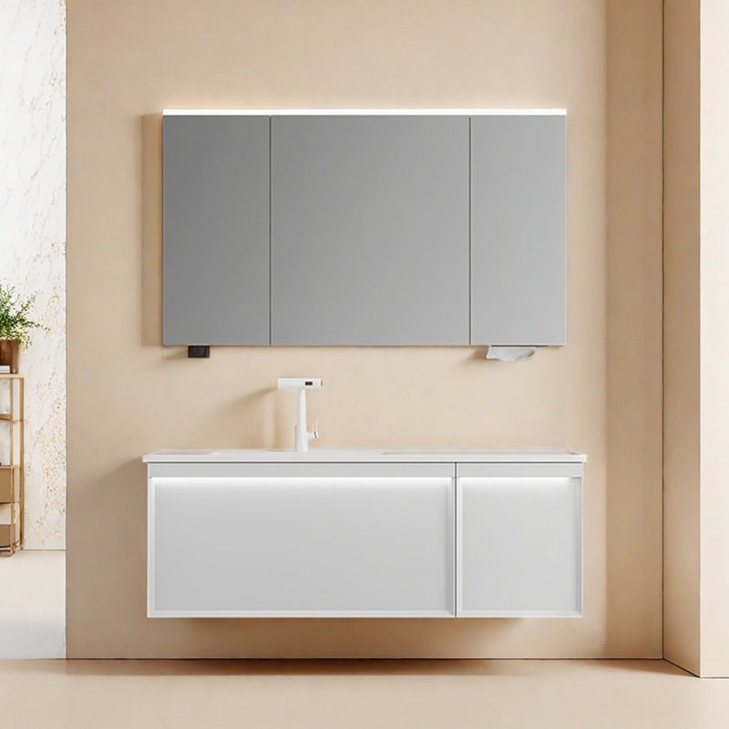 Armoire de salle de bain minimaliste de style crème