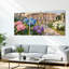 «Hydrangea Garden Palace Landscape», reproduction d'art sur toile tendue sur toile, ensemble de 3-1101112685
