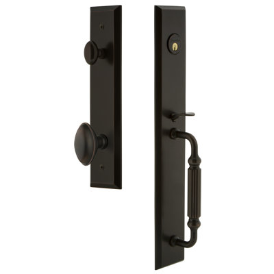 Fifth Avenue Handleset with Single Cylinder Deadbolt and Eden Prairie Door Knob and Rosette