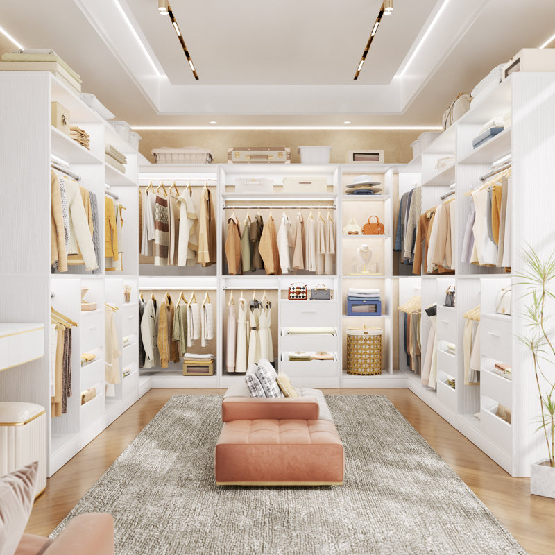 72"-108" Closet System With Drawers And Rods, White 