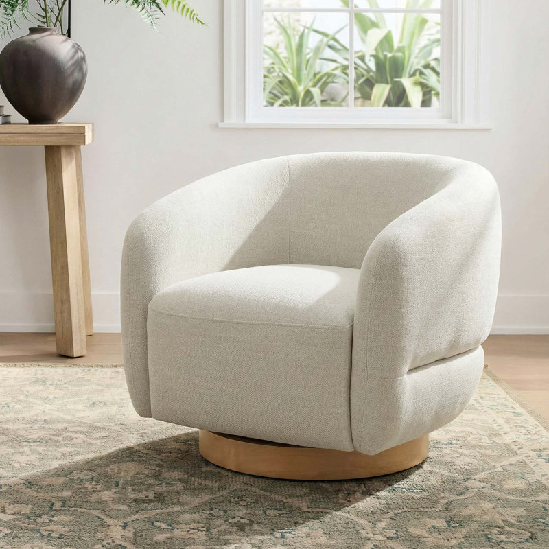 Upholstered Swivel Barrel Accent Arm Chair