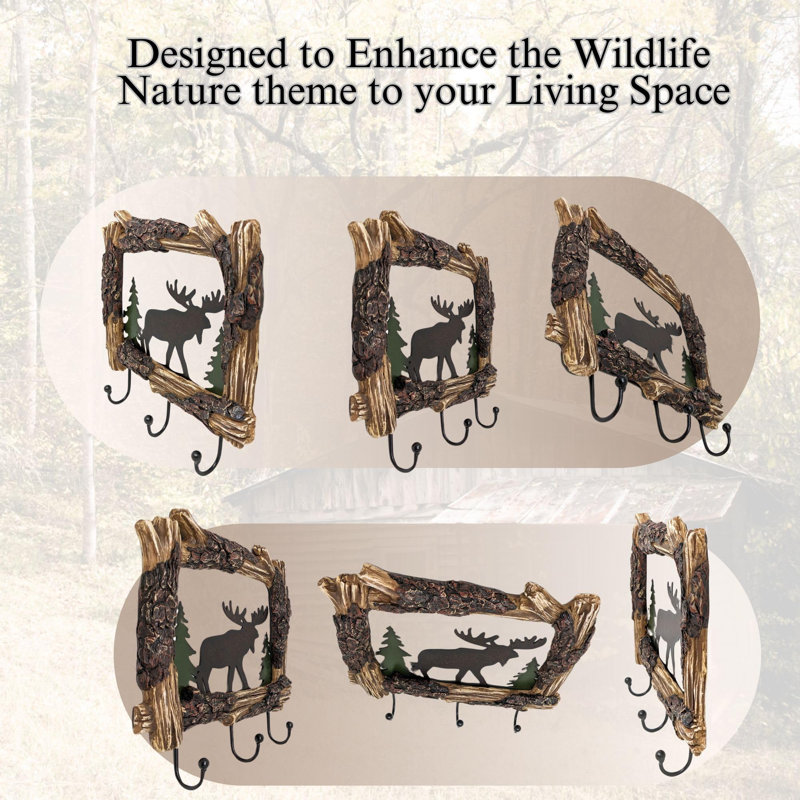 Rustic Moose Coat Rack with Log Accents