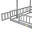 Lit simple superposé au dessus d'un lit double avec glissade, escalier de rangement, lit superposé en bois de pin massif avec garde-corps de sécurité, gris-1311197702