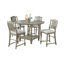 Table de salle à manger 4X Chaises hautes 5Pcs Ensemble de salle à manger à hauteur de comptoir Finition gris clair Mobilier de salle à manger Siège rembourré en tissu moelleux de style contemporain