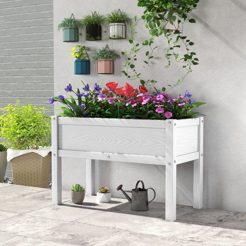 Lit de jardin surélevé avec jardinière surélevée, 19.5" H x 29.8" W x 14.5" D, White