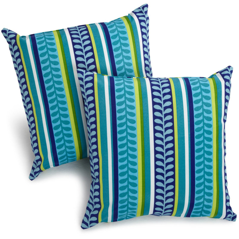 Outdoor 17" Pillow Cover & Insert, Pike Azure, 17" H x 17" W