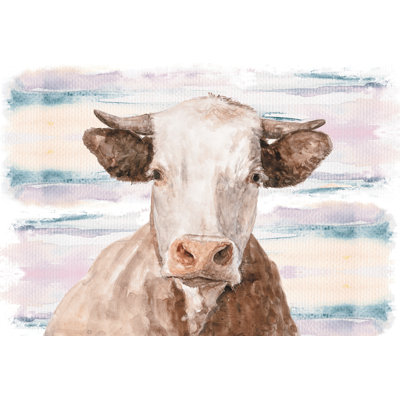 «Brown Cow», peinture fantaisiste sur fond encadré