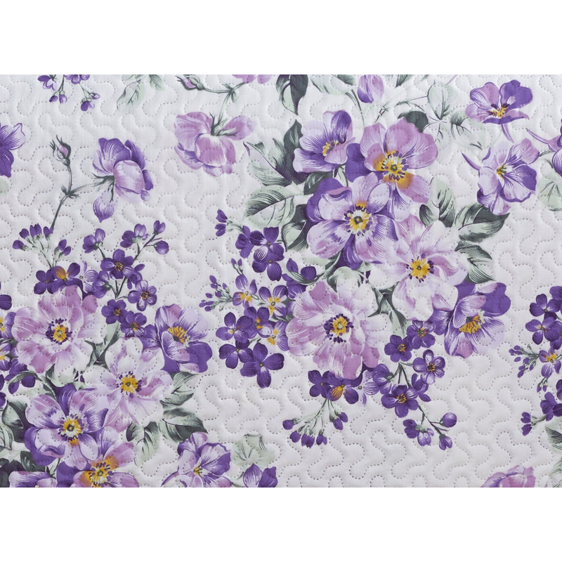 Polyester Percale Floral Quilt, Queen Quilt + 2 Standard Shams