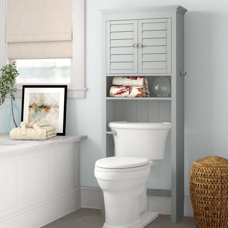Rangement au-dessus de la toilette de l 26,63 po x H 66,25 po x P 10,5 po Crenshaw, Gris