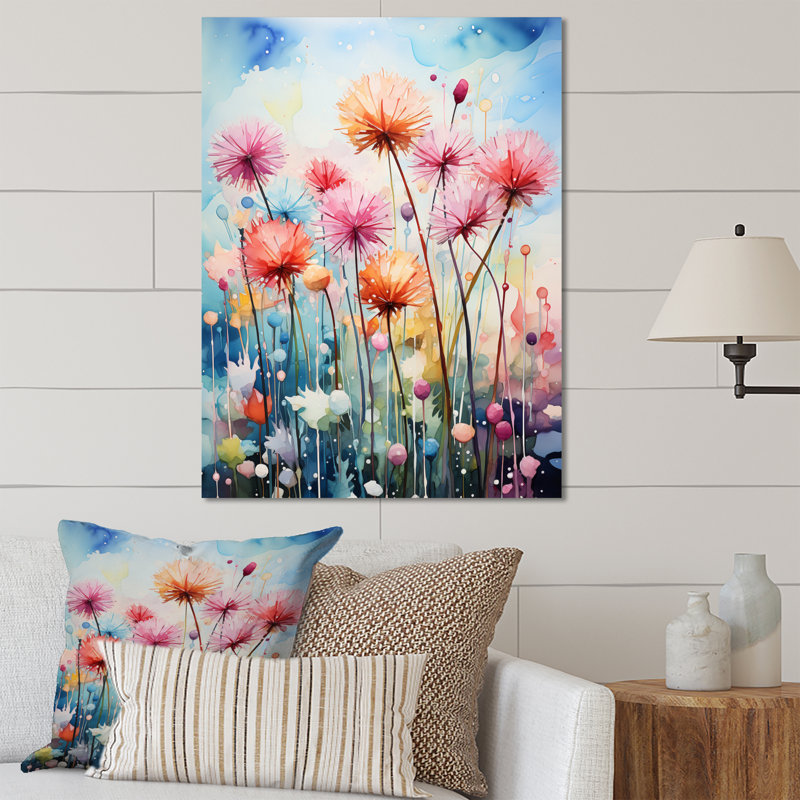 Représentation de pissenlit en acrylique multicolore I, H 20 po x l 12 po x P 1 po