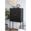 Armoire noire 31,5 x 16,5 x 60 po - transitionnelle et fonctionnelle avec une base en fer élégante et deux portes pour un décor moderne