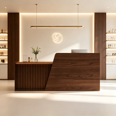 Bureau de réception moderne avec comptoir verrouillable