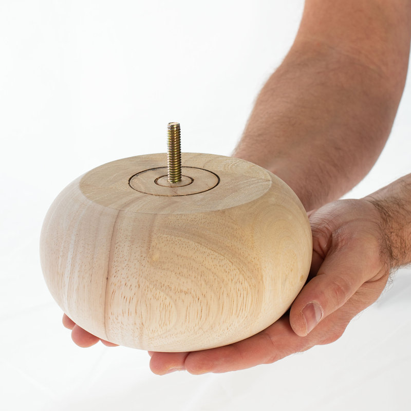 Espresso Solid Hardwood Round Bun Foot Set with Drill Bit
