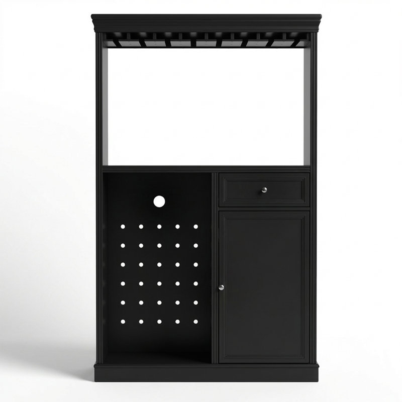 Armoire-bar de 40,2 po avec mini-réfrigérateur, porte-verres, tiroir, rangement de porte et grand comptoir