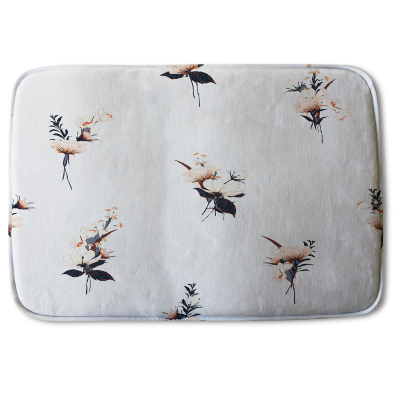 Isabelle Non-Slip Bath Rug, Vintage Dried Floral Sprigs